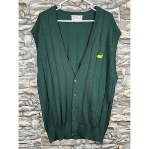 Vintage Augusta National Golf Shop Green Silk Sweater Vest Sz L Masters Logo